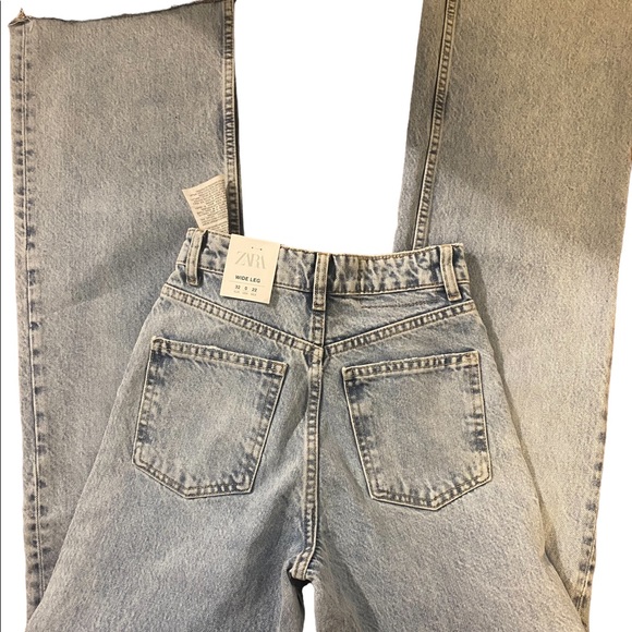 Zara Wide Leg Full Length Jeans - Picture 2 of 6